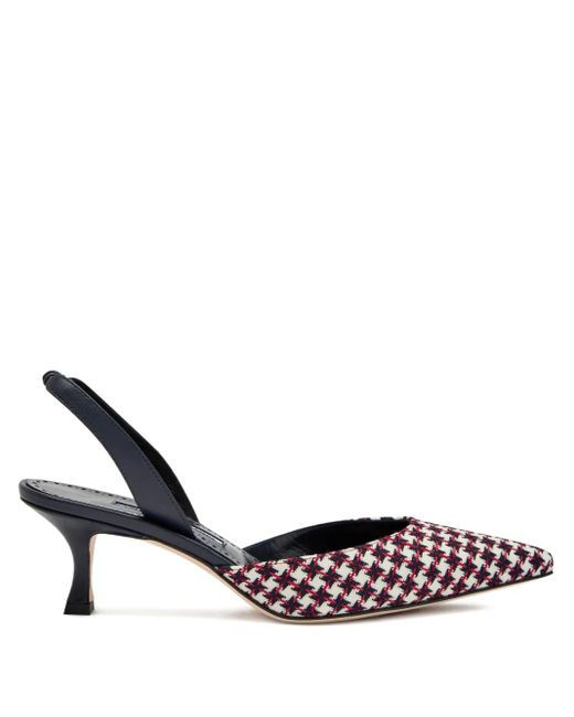Manolo Blahnik White 50Mm Caroline Slingback Pumps