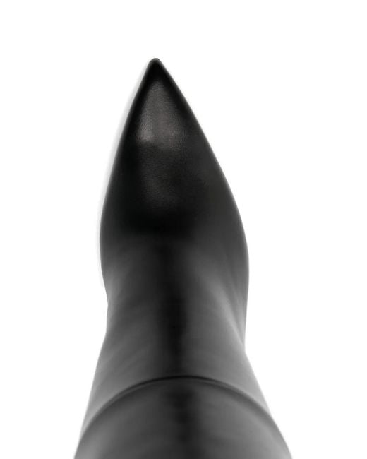 Botas de piel con tacón de 100 mm y puntera en punta Anna F. de color Black