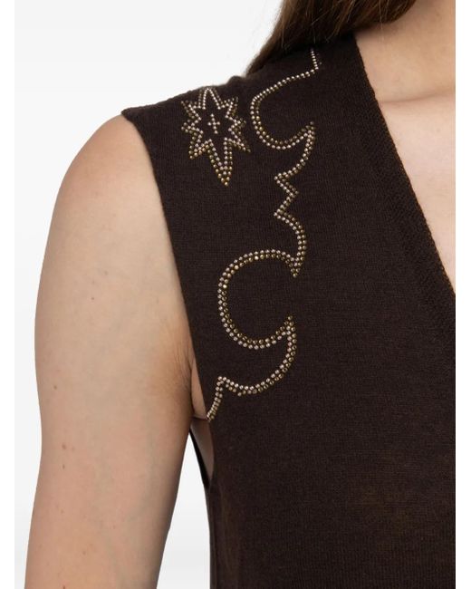 Zadig & Voltaire Black Embellished Sleeveless Top