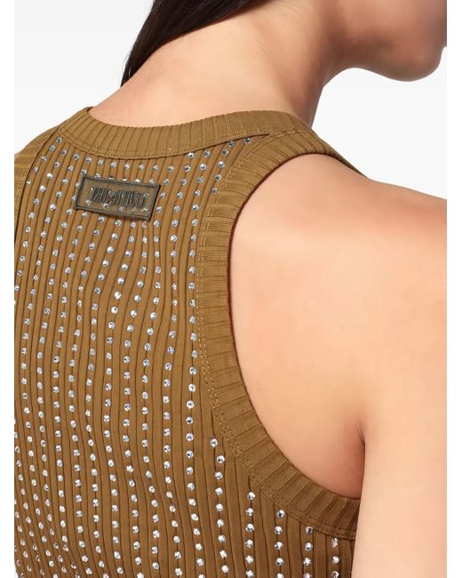 The Attico Green Ribbed Embellished Midi Dress