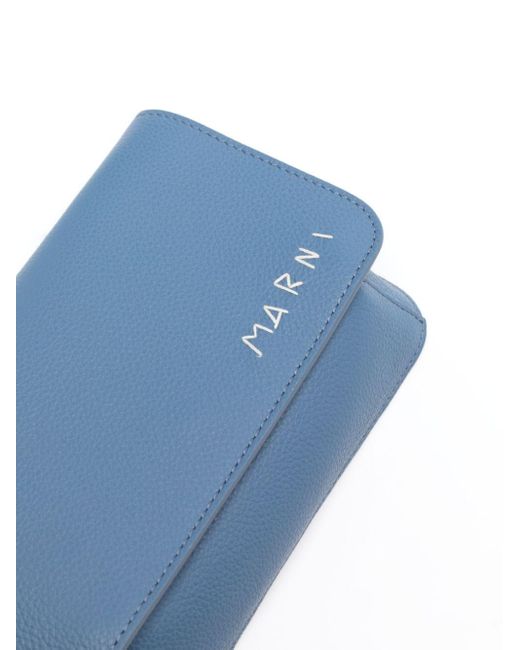 Marni Blue Logo-embroidered Leather Belt Bag for men