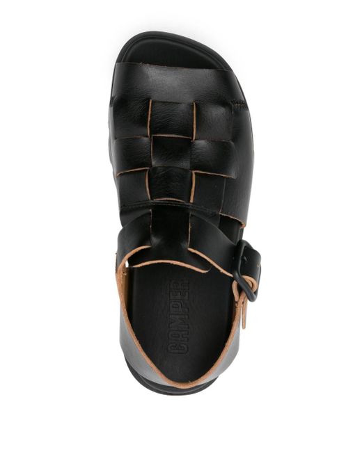 Camper Black Merco Woven Leather Sandals