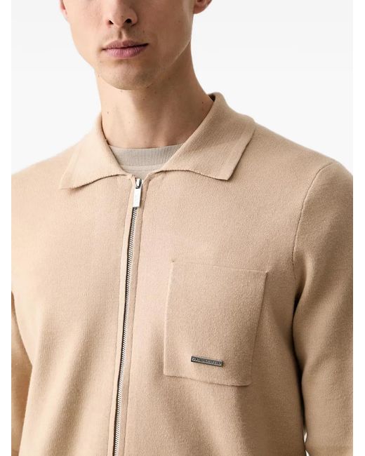 Karl Lagerfeld Natural Zip-Up Pocket-Detail Sweater for men