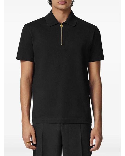 Versace Black Cotton Polo for men