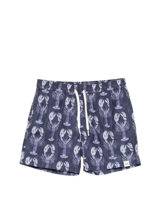 Altea Blue Lobster-Print Swim Shorts for men