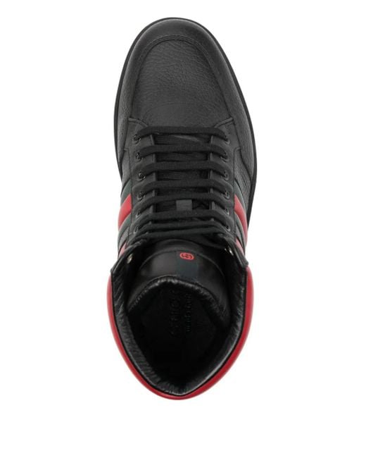 Gucci Red Leather Hi-Top Sneakers for men