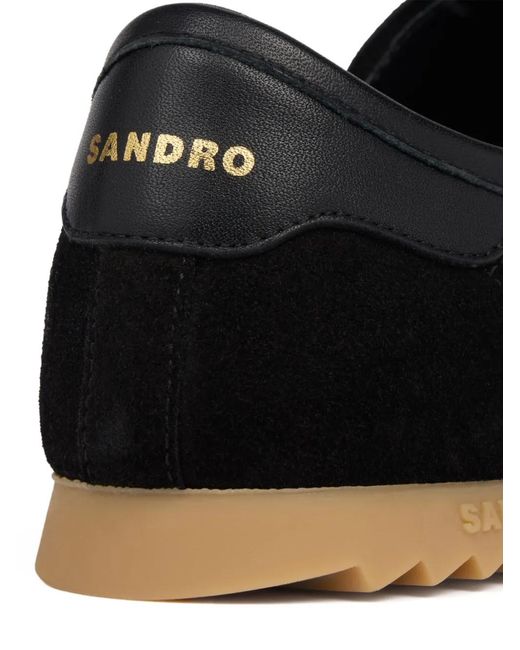 Sandro Black Leather And Suede Low-Top Sneakers for men