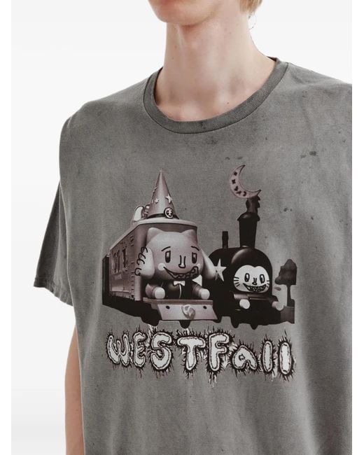 WESTFALL Gray Graphic-Print T-Shirt for men