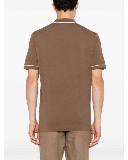 Boggi Brown Knitted Cotton Polo Shirt for men