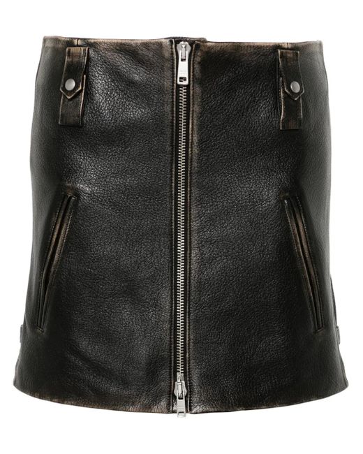 Prada Black Leather Mini Skirt