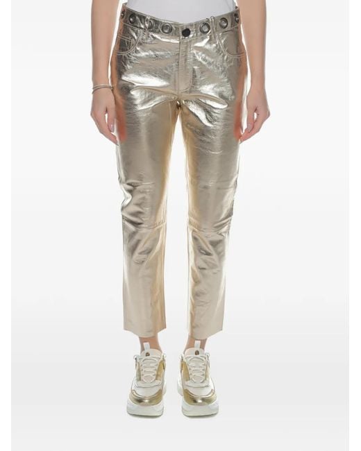 One Teaspoon Natural Heart Break Hotel Leather Cropped Trousers