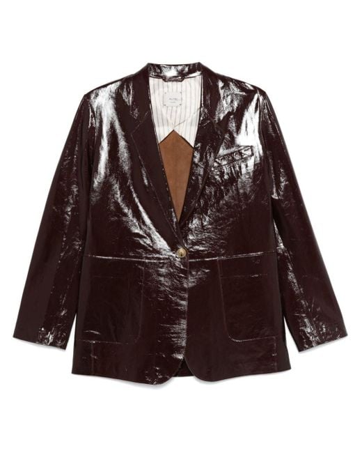 Alysi Brown Patent Leather Jacket