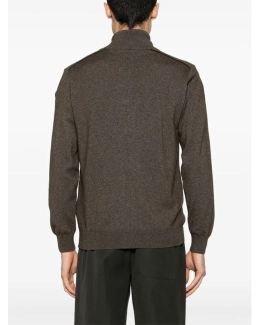 Paul & Shark Gray Suede-Trim Ribbed-Knit Cardigan for men