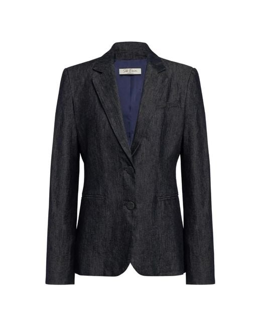 Dondup Blue Single-Breasted Denim Blazer