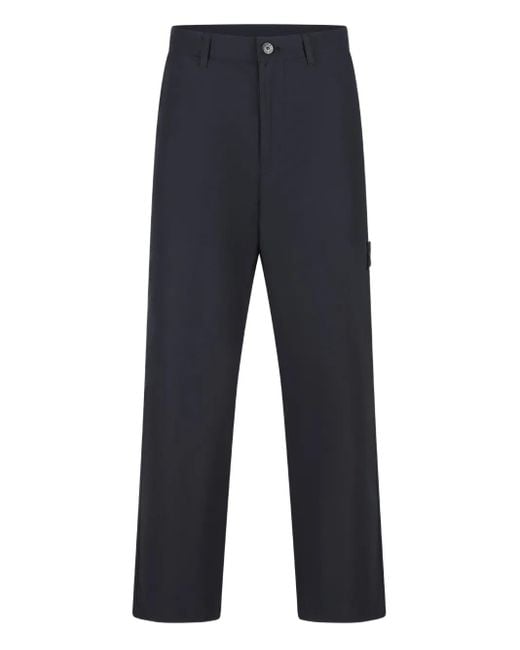 Stone Island Blue Patch-Pocket Cotton Trousers for men