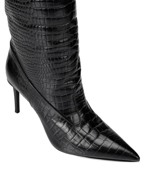 Philipp Plein Black Croco-Print Logo Boots