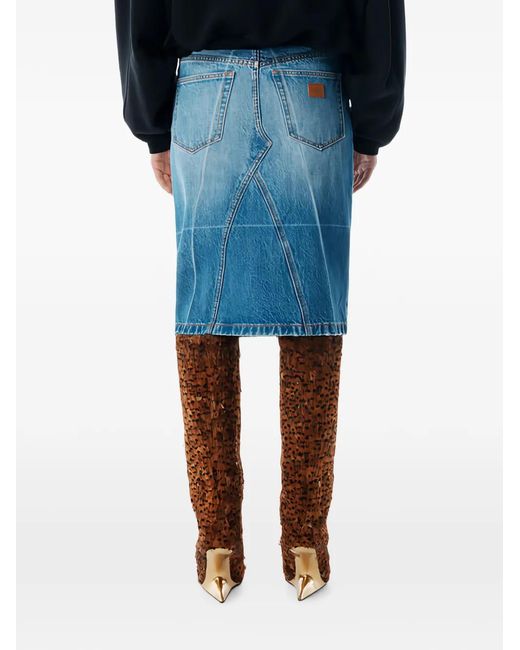 Alexander Wang Blue Straight Skirt W/ Faded Fold Lines