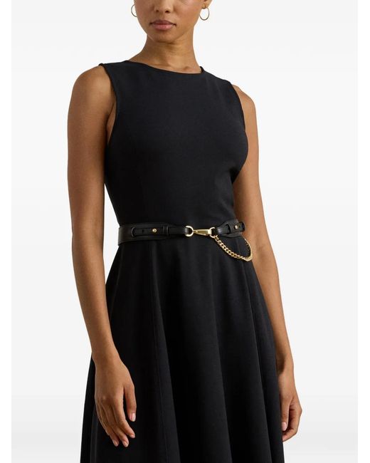 Ralph Lauren Black Sleeveless Ponte Midi Dress