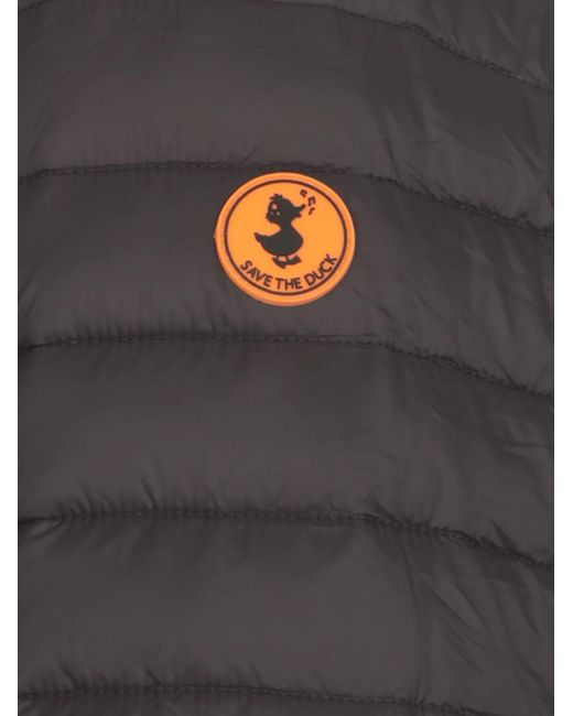 Save The Duck Black Logo-Patch Padded Jacket for men
