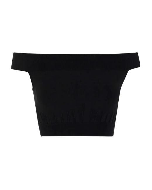 McQueen Black Woman Off Shoulder Crop Top