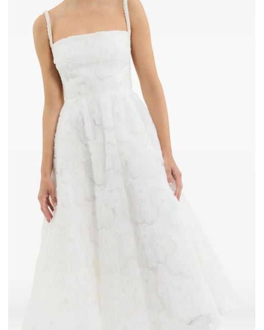 Rebecca Vallance White Deliah Floral-Embroidered Midi Dress