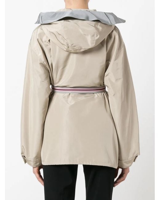 Prada Hooded Belted Jacket in het Natural