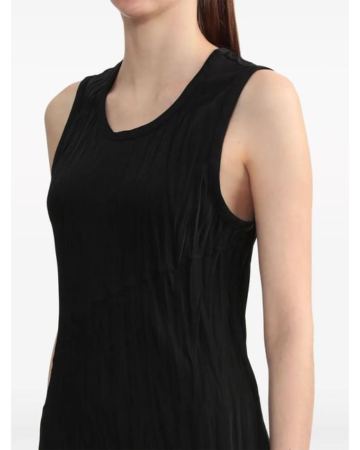 Helmut Lang Black Crinkled-Finish Satin Minidress