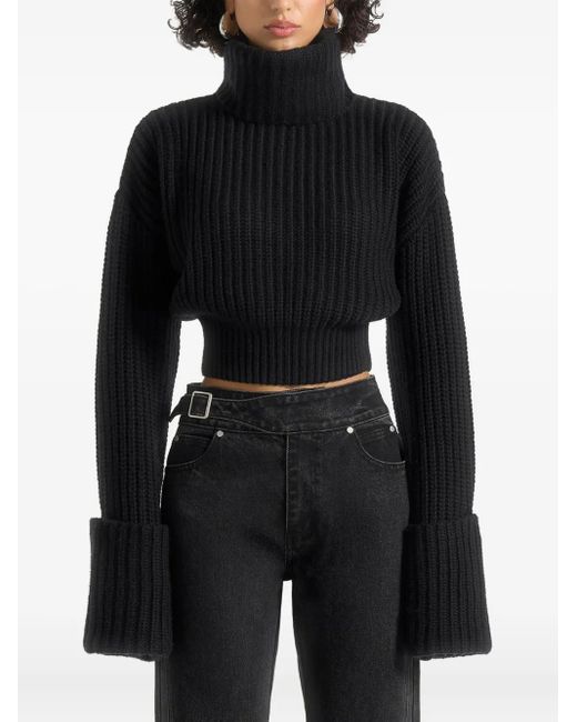 Manière De Voir Black Roll-Neck Knit Jumper With Cuffs