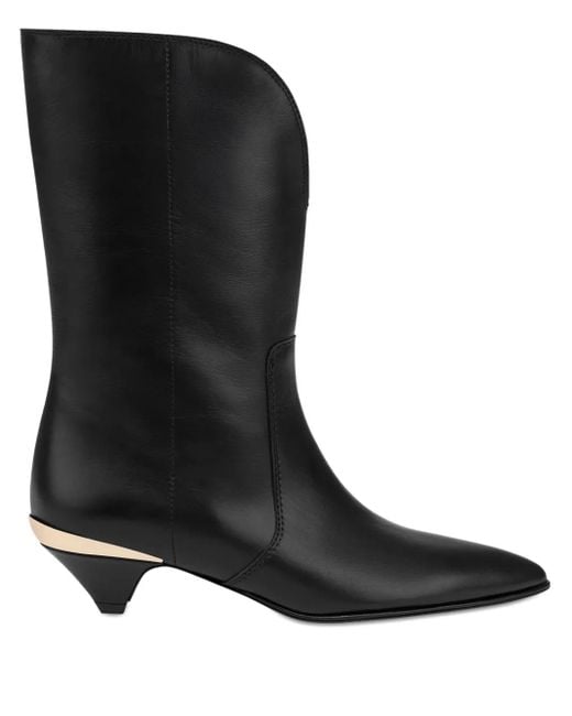 Love Moschino Black Calf Leather Pointed-Toe Boots