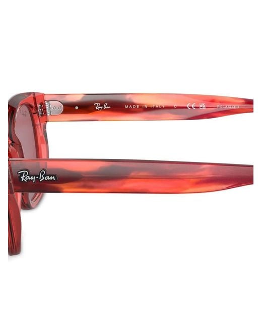 Ray-Ban Pink Tortoiseshell-Effect Square-Frame Sunglasses