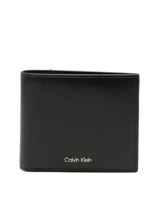 Calvin Klein Black Logo-Plaque Bi-Fold Wallet for men