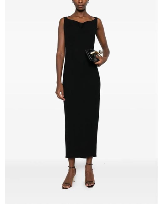 Stephan Janson Black Draped Midi Dress