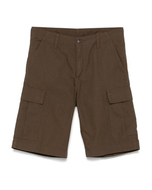 Carhartt Brown Logo-Patch Cargo Shorts for men