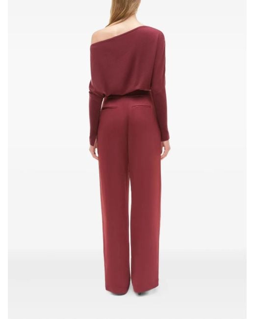 Jonathan Simkhai Red Pressed-Crease Trousers