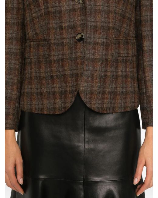 Alberto Biani Brown Checked-Pattern Blazer