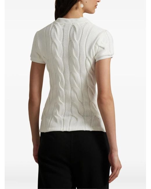 Polo Ralph Lauren White Cable-Knit Polo Top