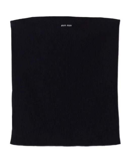 Miu Miu Top Met Intarsia Logo in het Black