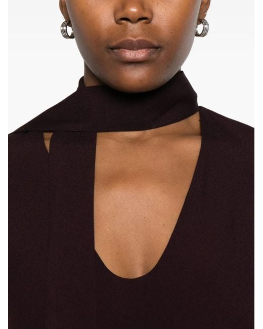 Raquel Diniz Black Neck-Tie Long-Sleeve Blouse