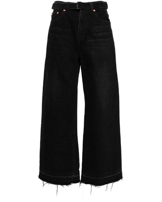 Sacai Black Raw-cut Wide-leg Jeans