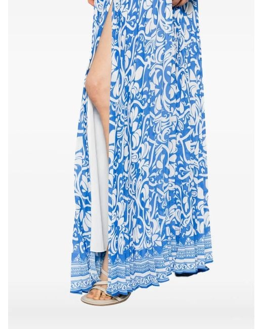 Alice + Olivia Blue Selene Pleated Dress