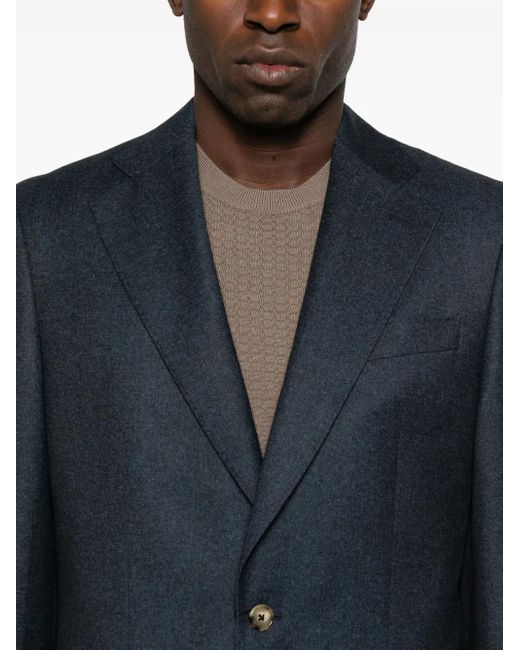 Sand Blue Single-Breasted Wool Blazer for men