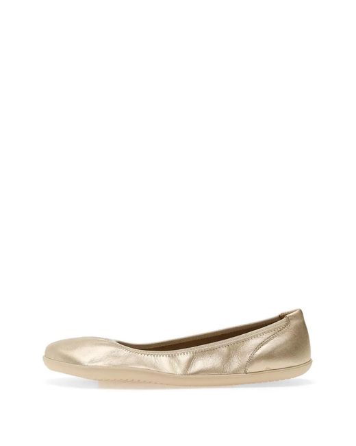 Groundies Natural Metallic-Effect Elasticated Ballet Flats