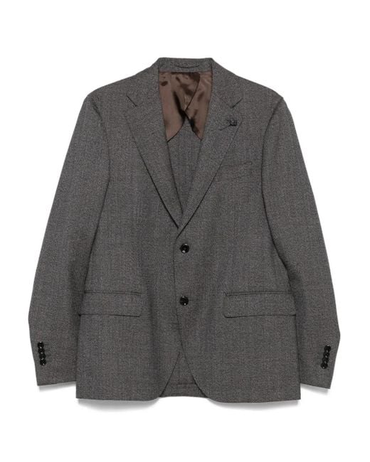 Lardini Gray Herringbone Wool Suit for men