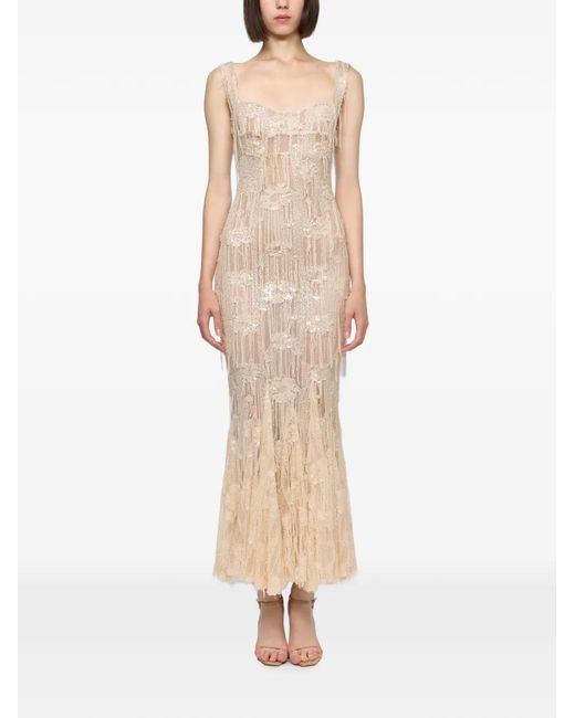 Atu Body Couture Natural Lace Sequin-Embellished Dress