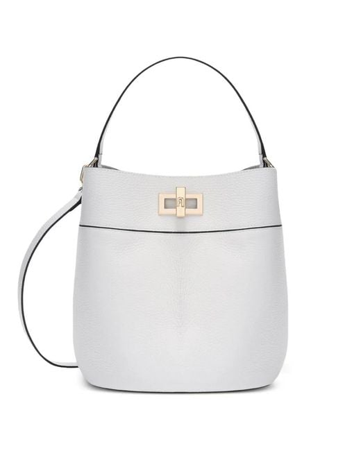 Furla White Small Amelia Bucket Bag