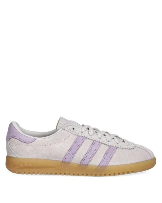 Adidas White Brmd Three-Stripe Sneakers