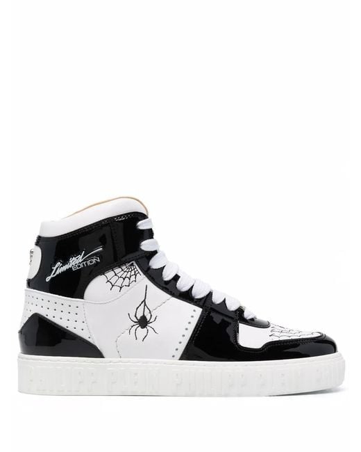 Philipp Plein Black Leather High-Top Sneakers