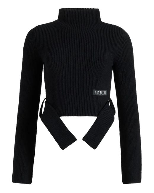 Patou Black Knitted Mock-Neck Top