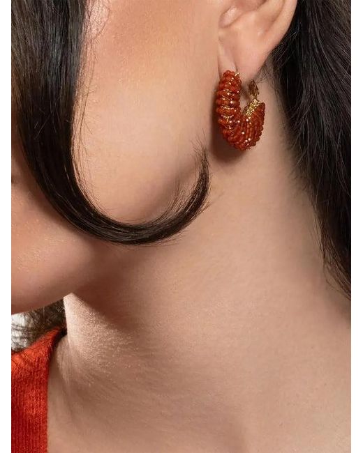 Gas Bijoux Metallic Izzia Beaded Hoop Earrings