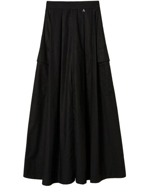 Twinset Black Pleated Poplin Skirt